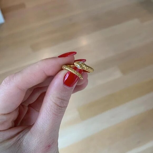 The Donna Gold cz stone snake ring open - Picture 4 of 4